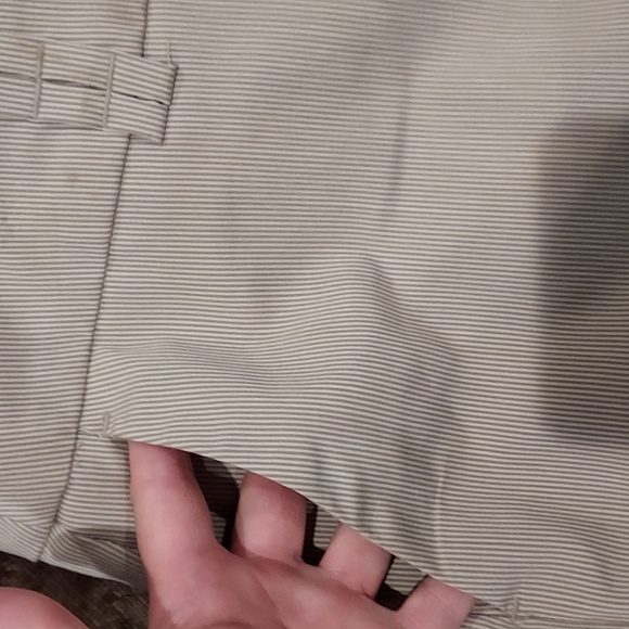 apostrophe Pettit  Beige and Cream Hairline Stripped Fully Lined Skirt Size 16P - Picture 2 of 8